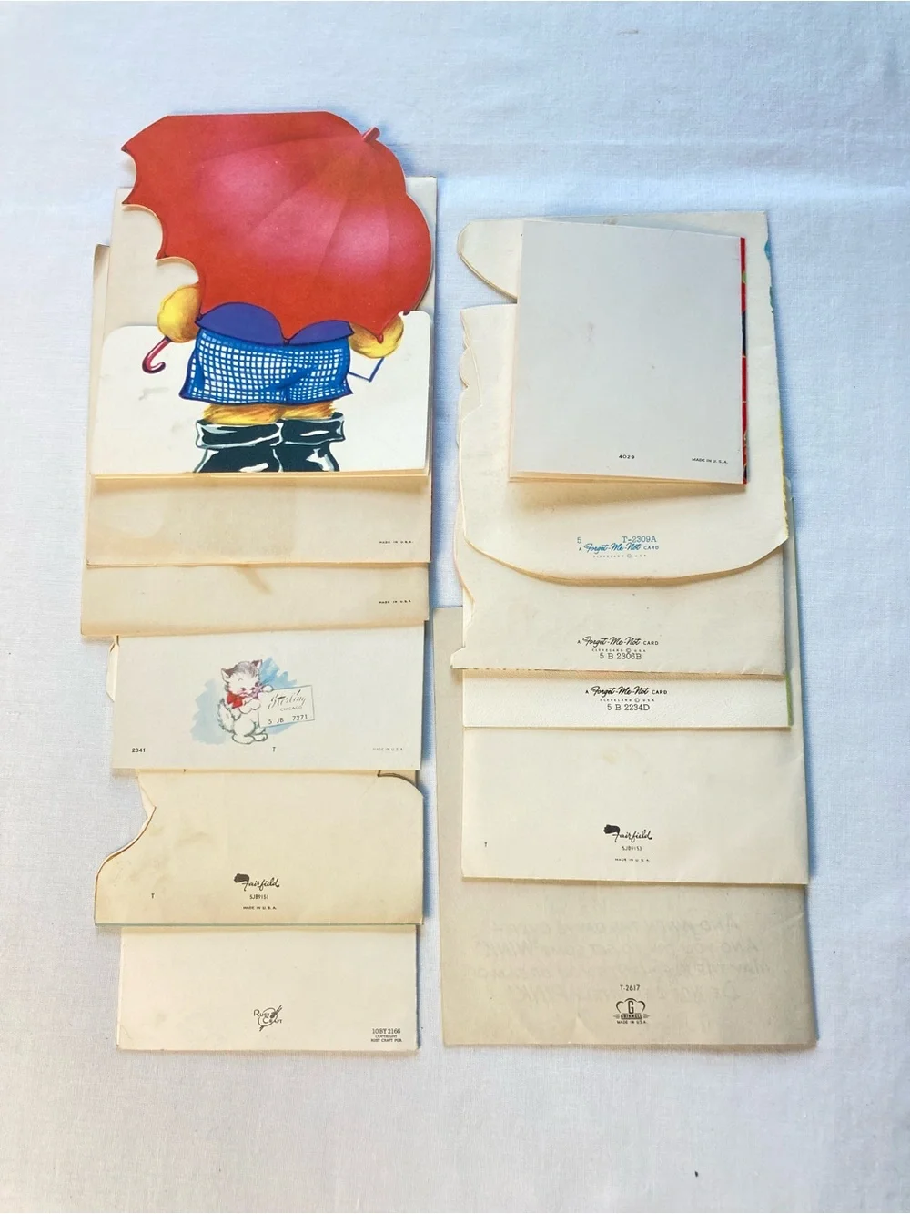 Vintage 1950's Kids Birthday Card Set - Cute Animals